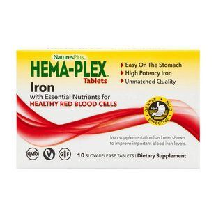 Natures Plus Hema-Plex Iron Tablets (10 tab) 24600-01 фото