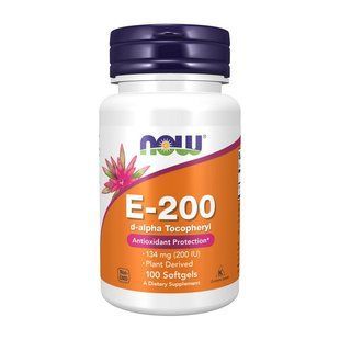 NOW E-200 (134 mg) With d-alpha Tocopherols (100 softgels) 23459-01 фото